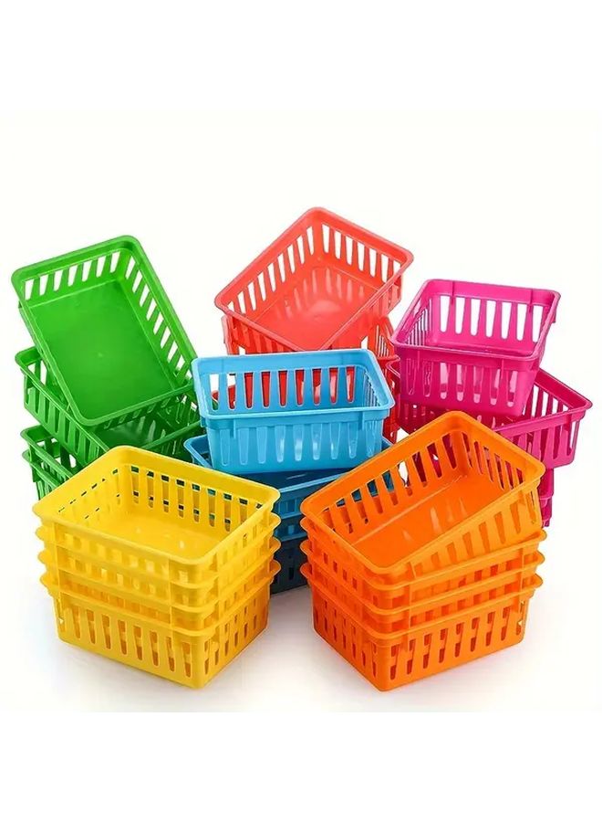 Random Color Stackable Plastic Storage Basket Organizer For Home Office Kitchen Bathroom - Image 1